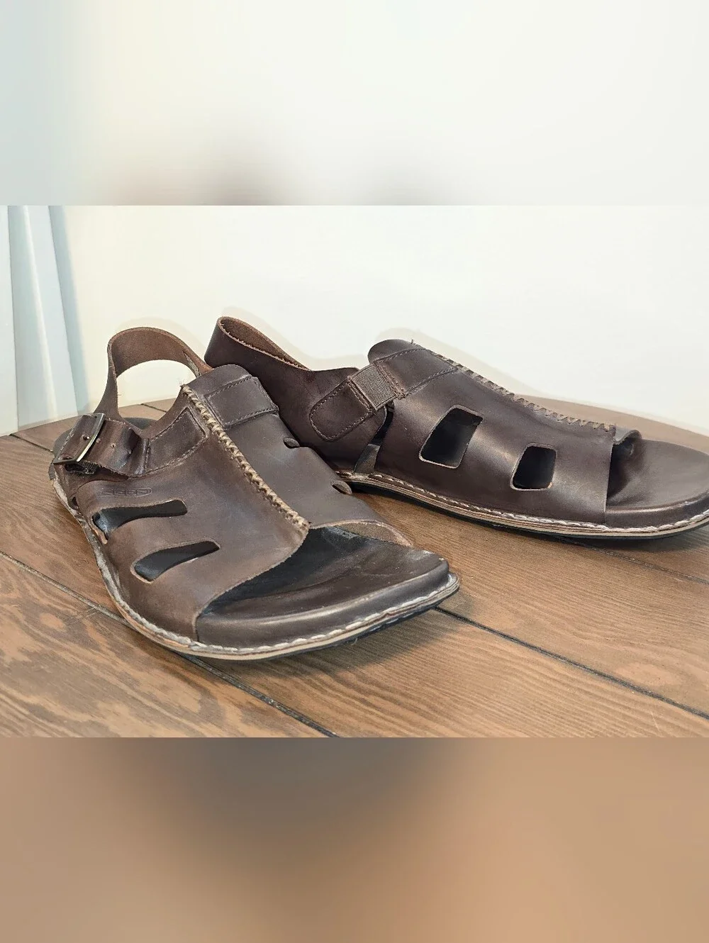 Keen Alman Men's Dark Brown Leather Open-Toe Buckle Sandals Size 12